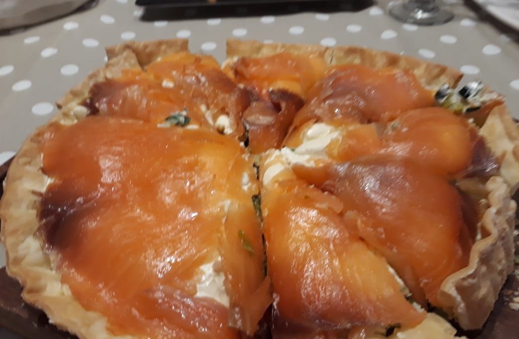 Tarta de salmón y puerros